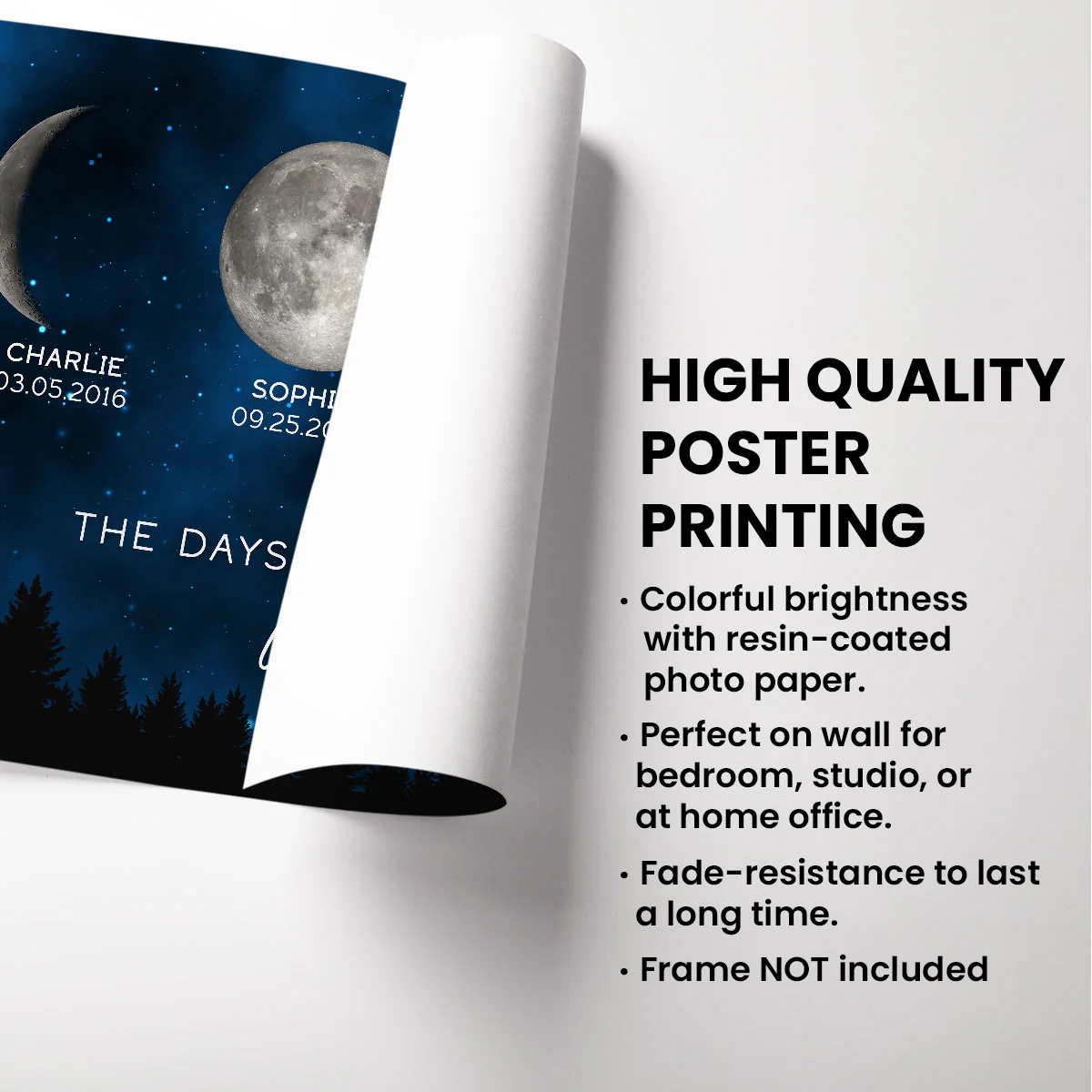 Galaxy Night Custom Birth Moon Phase The Days You Became Our Dad - Personalized Poster - Image 8