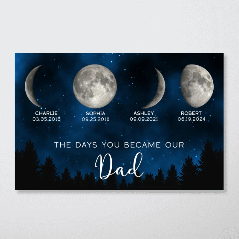 Galaxy Night Custom Birth Moon Phase The Days You Became Our Dad - Personalized Poster - Image 9