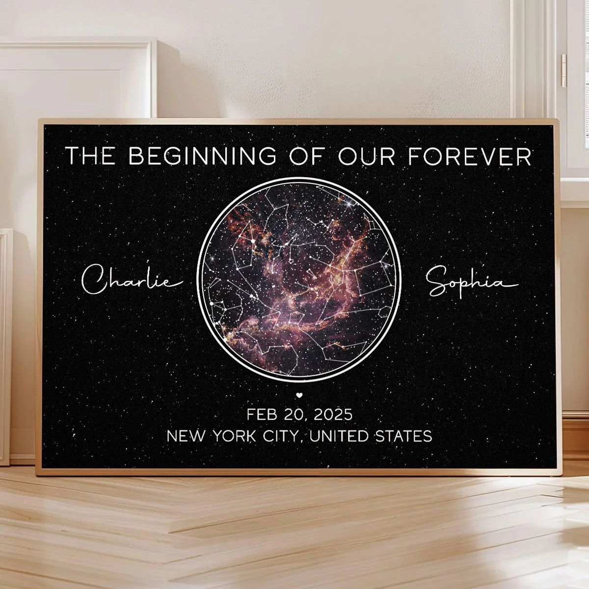 Galaxy Night Eternal Love Couple Custom Star Map Anniversary Date Personalized Poster - Image 2