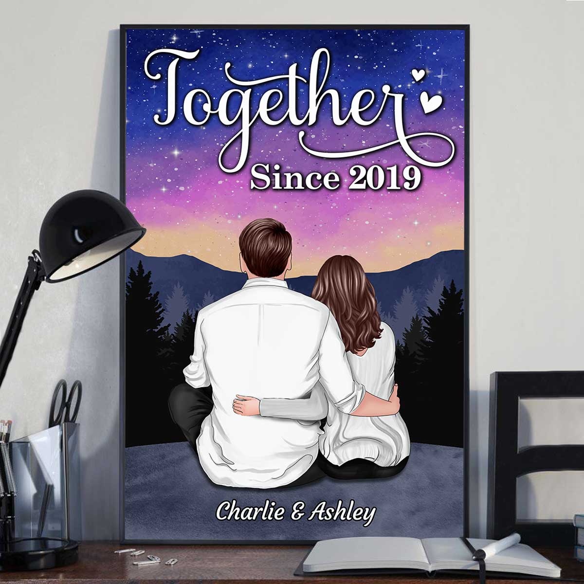 Galaxy Night Favorite Place Is Next To You Couple Sitting Back View Personalized Poster - Image 2