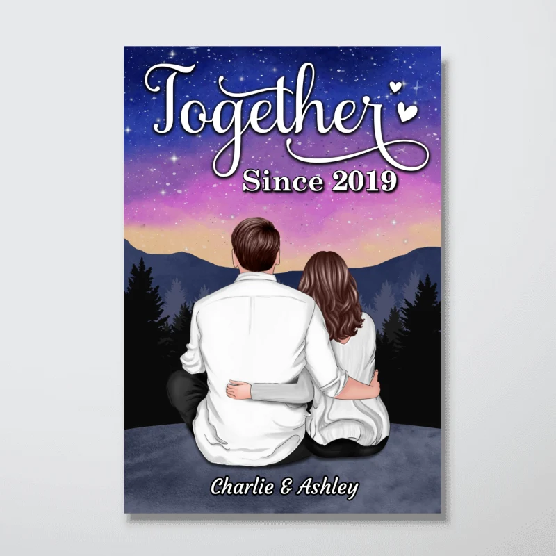 Galaxy Night Favorite Place Is Next To You Couple Sitting Back View Personalized Poster - Image 4