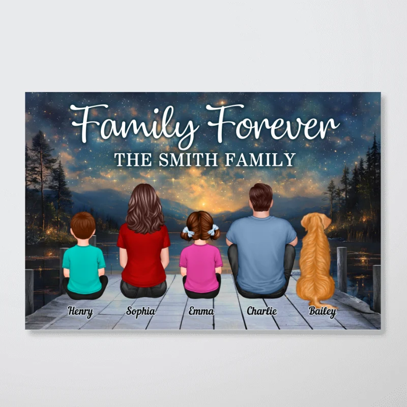 Galaxy Night Landscape Family Forever Personalized Poster, Gift For Family, Dad, Mom - Image 10