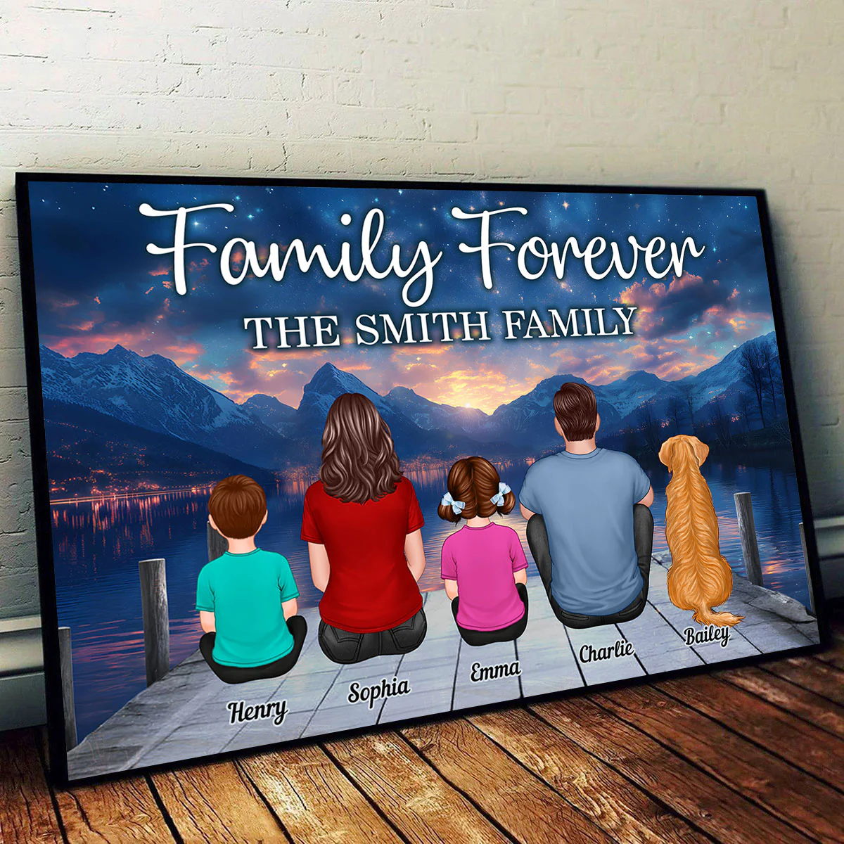 Galaxy Night Landscape Family Forever Personalized Poster, Gift For Family, Dad, Mom - Image 3