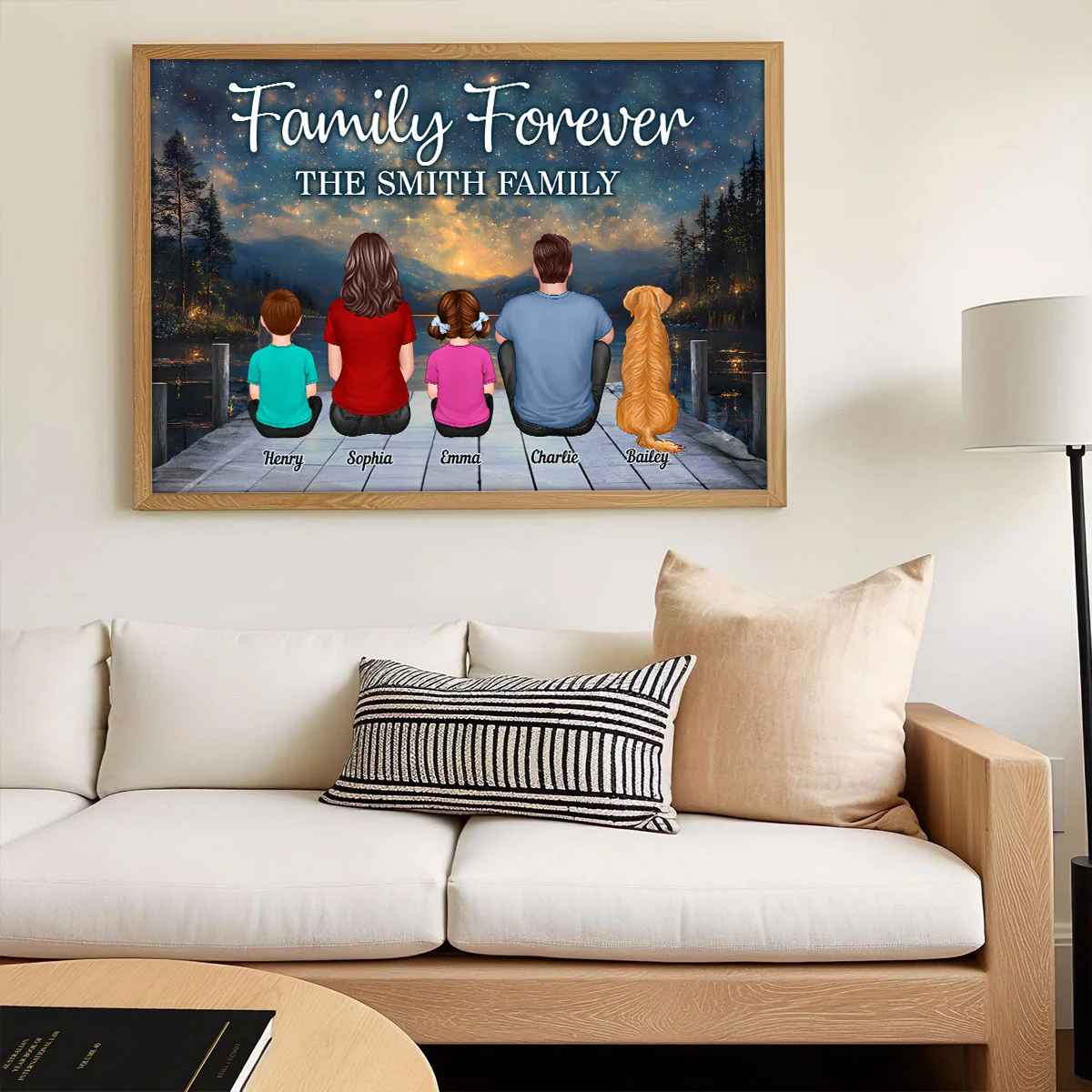 Galaxy Night Landscape Family Forever Personalized Poster, Gift For Family, Dad, Mom - Image 5