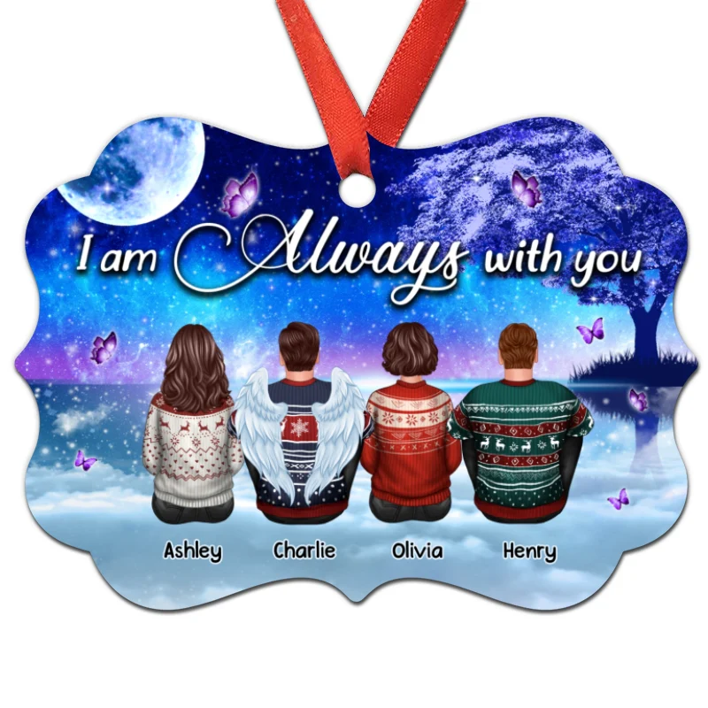 Galaxy Night Sky Always With You Family Members Grandma Grandpa Dad Mom Kids Dogs Cats Memorial Gift Personalized Christmas Ornament - Image 4
