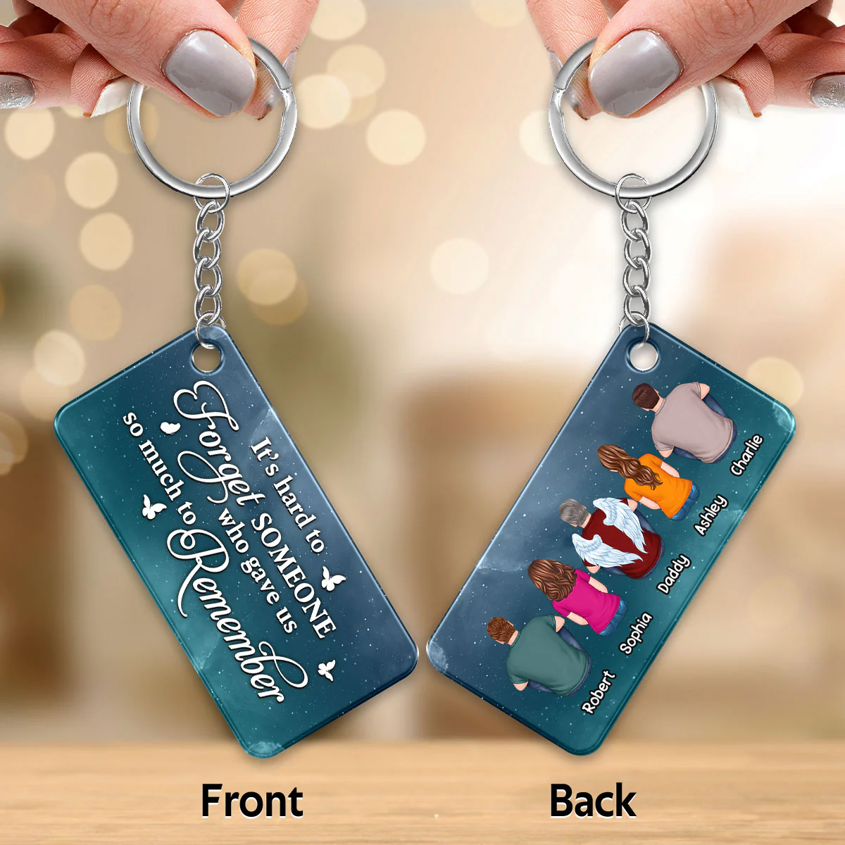 Galaxy Night Sky Always With You Whole Family Memorial Remembrance Gift Personalized Acrylic Keychain - Image 3