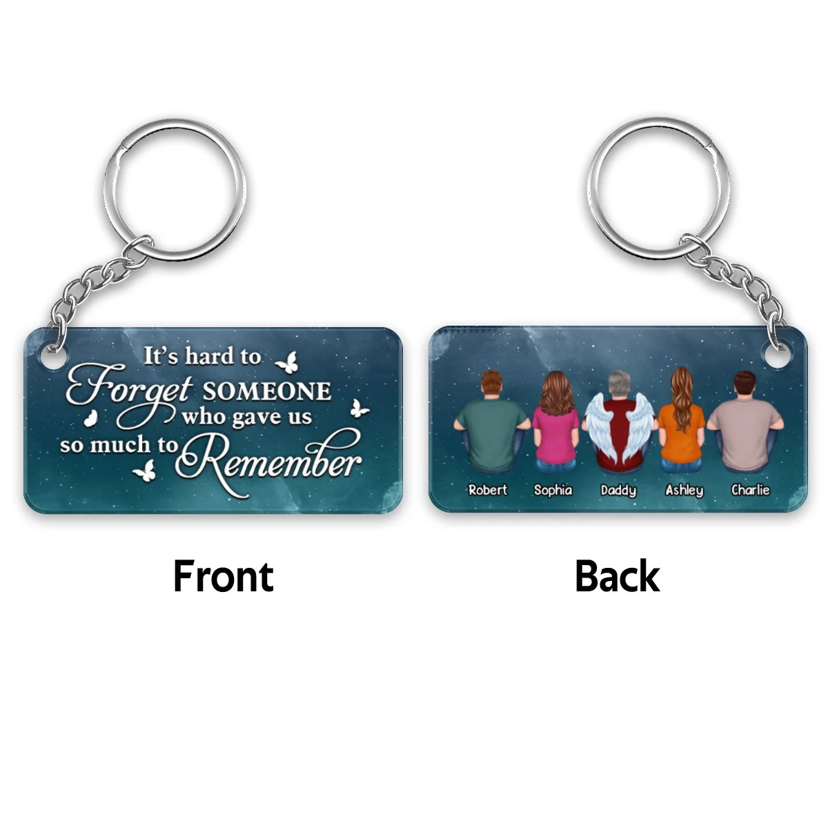 Galaxy Night Sky Always With You Whole Family Memorial Remembrance Gift Personalized Acrylic Keychain - Image 4