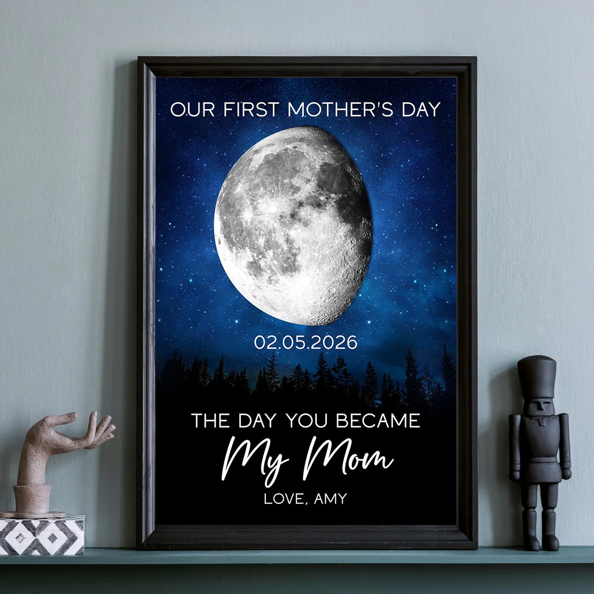 Galaxy Night The Day You Became My Mom Custom Moon Phase First Mother's Day - Personalized Poster - First Mother's Day Gift For New Mom - Image 10