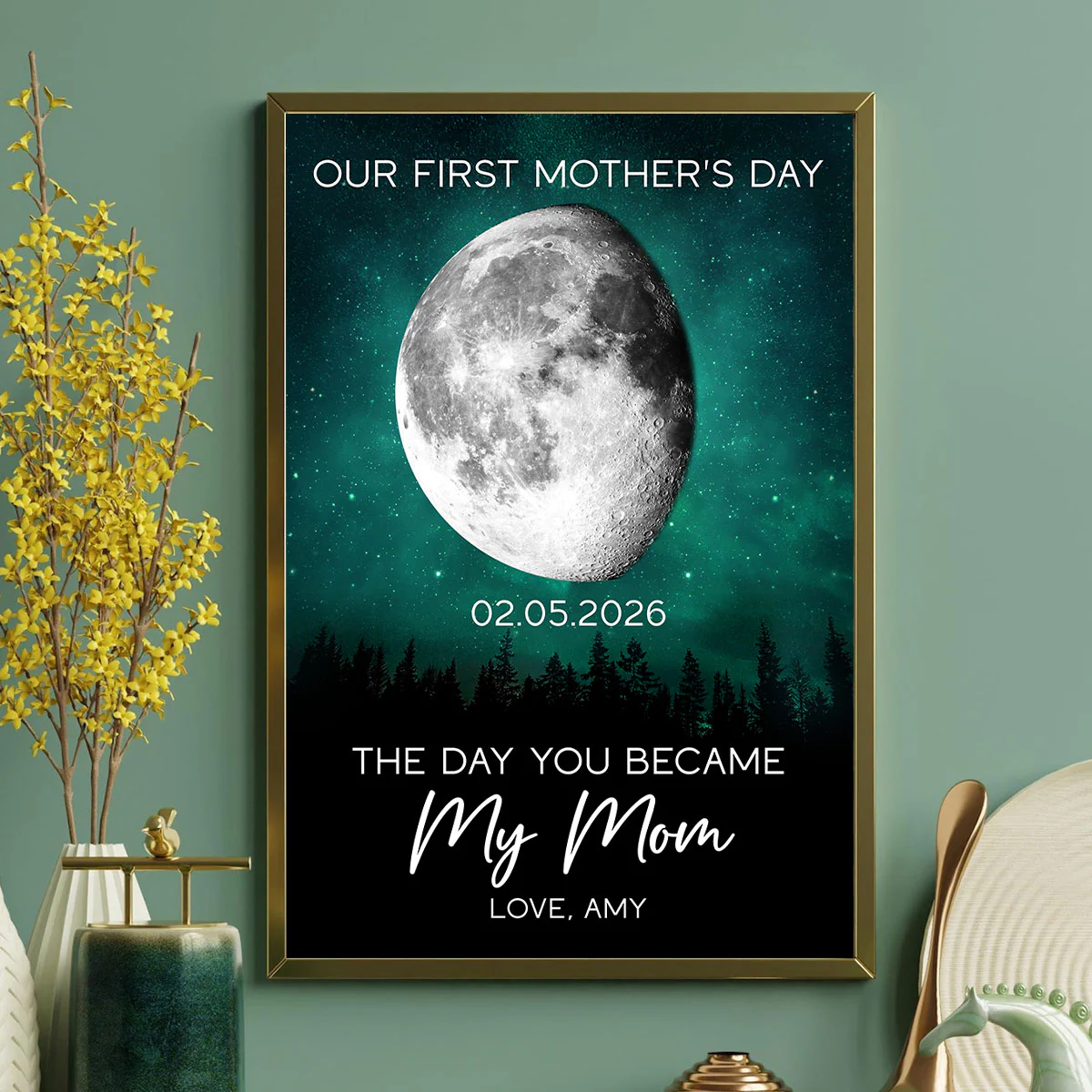 Galaxy Night The Day You Became My Mom Custom Moon Phase First Mother's Day - Personalized Poster - First Mother's Day Gift For New Mom - Image 11