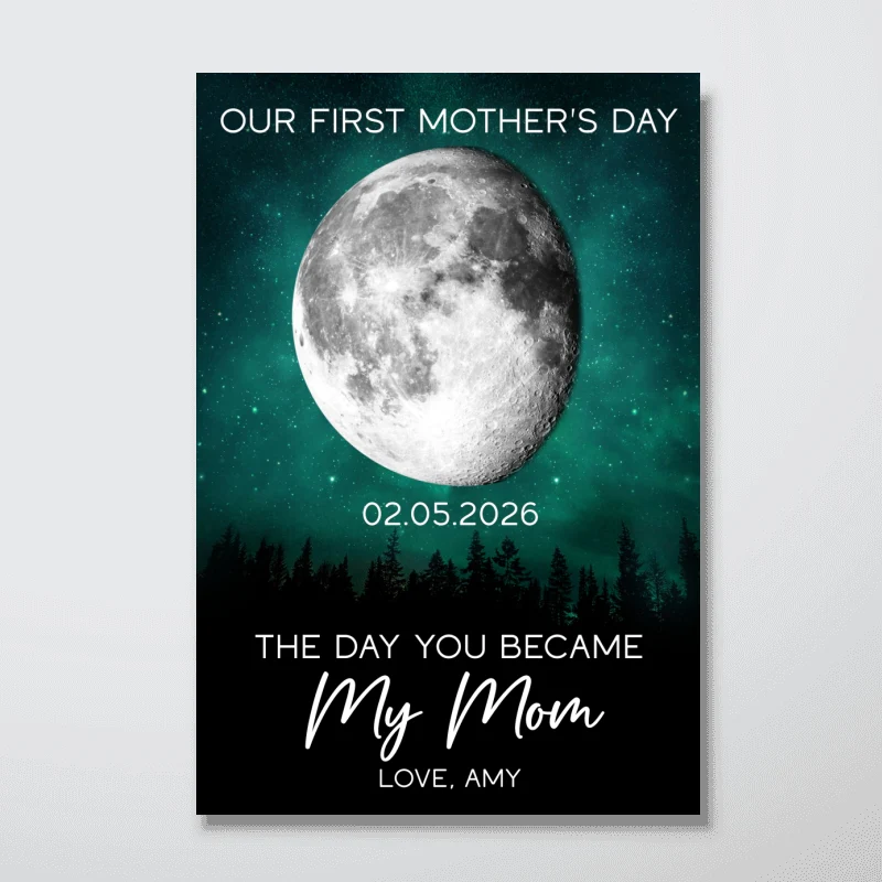 Galaxy Night The Day You Became My Mom Custom Moon Phase First Mother's Day - Personalized Poster - First Mother's Day Gift For New Mom - Image 14