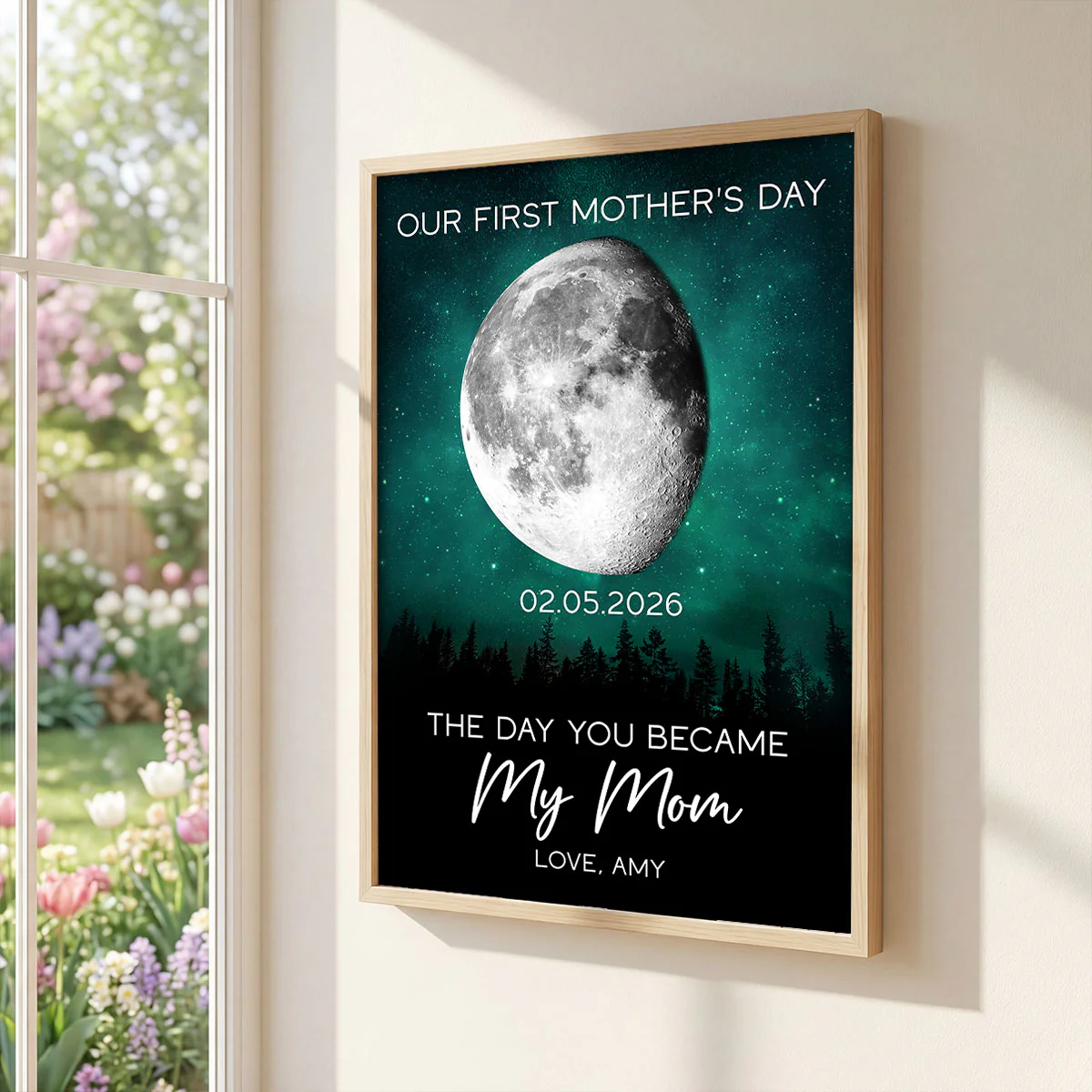 Galaxy Night The Day You Became My Mom Custom Moon Phase First Mother's Day - Personalized Poster - First Mother's Day Gift For New Mom - Image 4