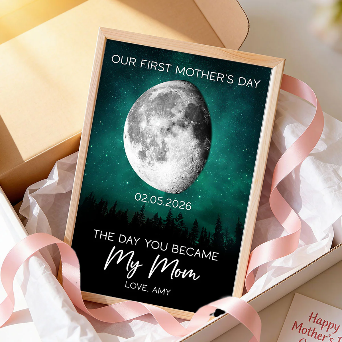 Galaxy Night The Day You Became My Mom Custom Moon Phase First Mother's Day - Personalized Poster - First Mother's Day Gift For New Mom - Image 5