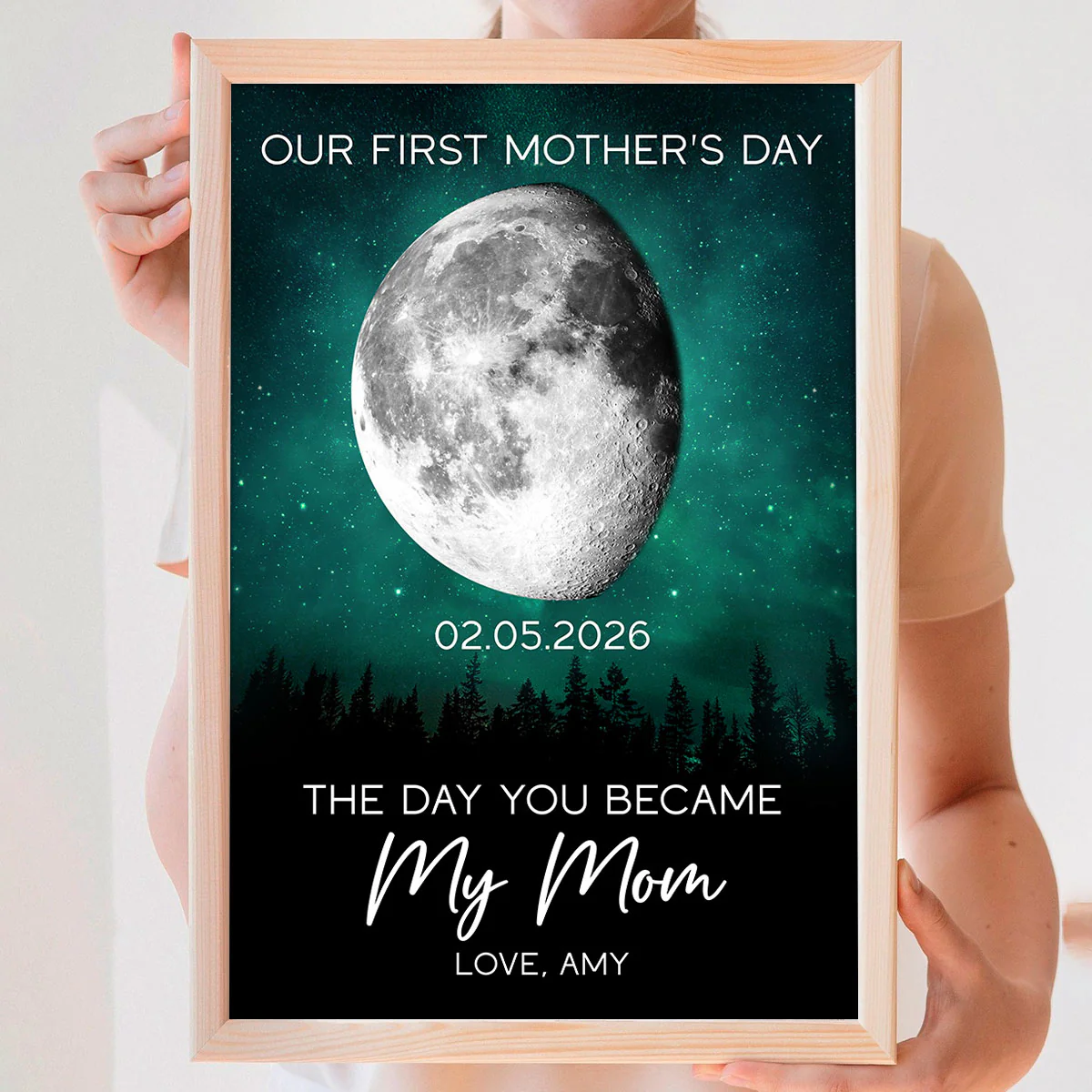 Galaxy Night The Day You Became My Mom Custom Moon Phase First Mother's Day - Personalized Poster - First Mother's Day Gift For New Mom - Image 6