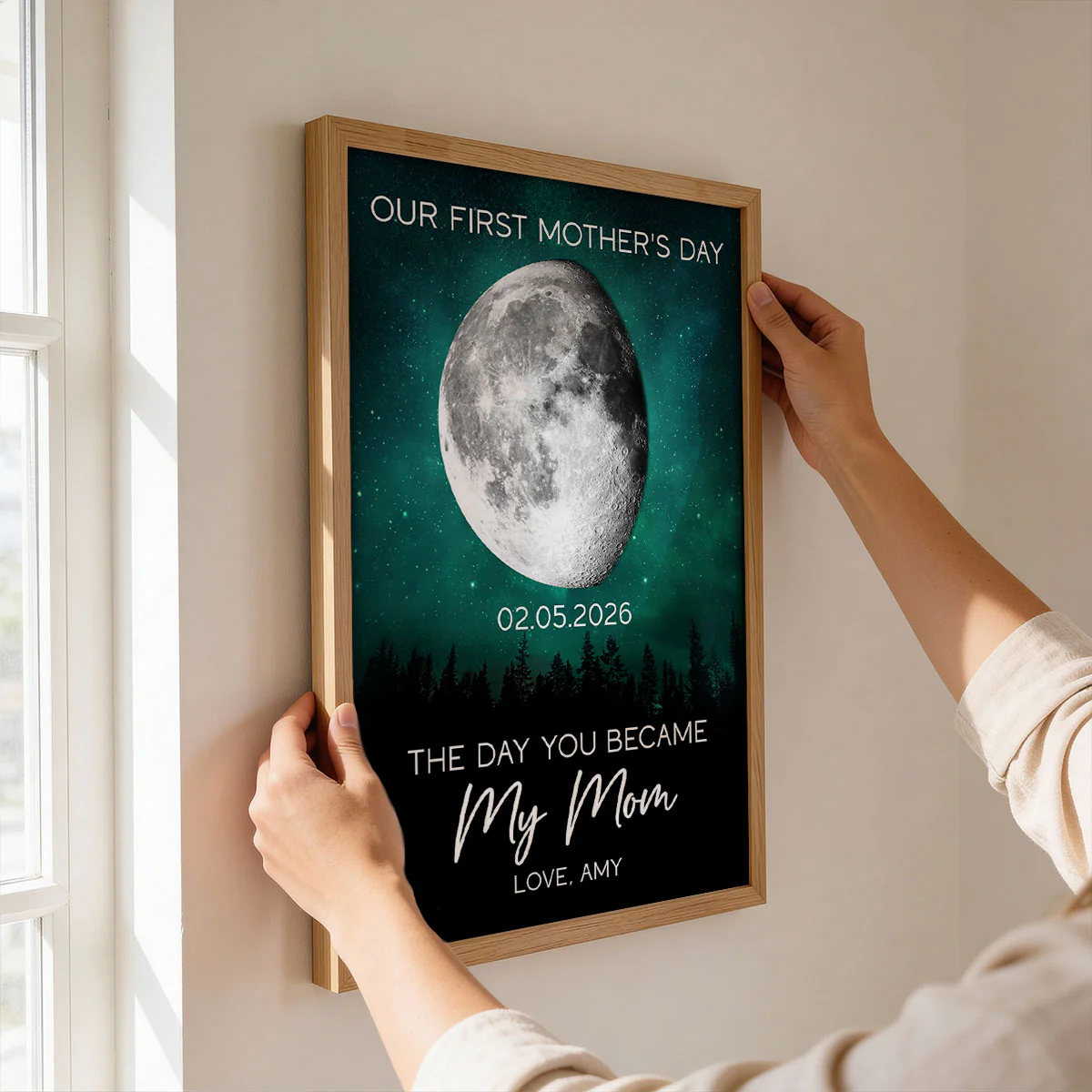 Galaxy Night The Day You Became My Mom Custom Moon Phase First Mother's Day - Personalized Poster - First Mother's Day Gift For New Mom - Image 7