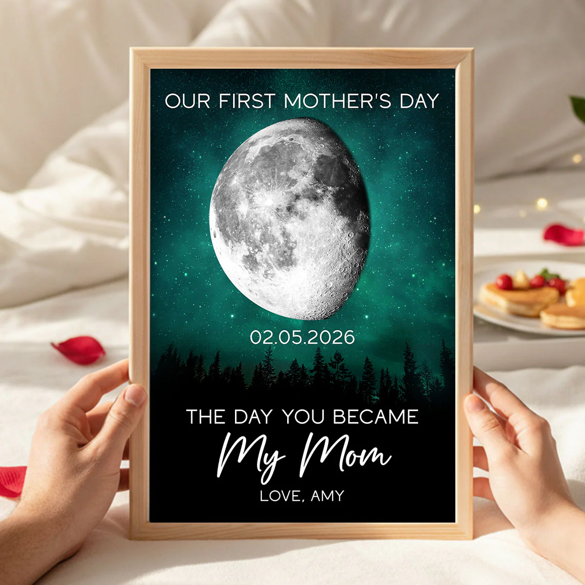 Galaxy Night The Day You Became My Mom Custom Moon Phase First Mother's Day - Personalized Poster - First Mother's Day Gift For New Mom - Image 8