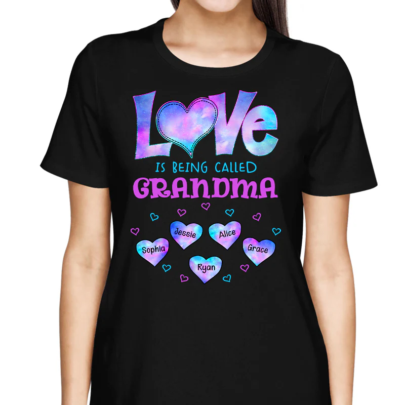 Galaxy Pattern Love Is Being Call Grandma Personalized Shirt - Image 2