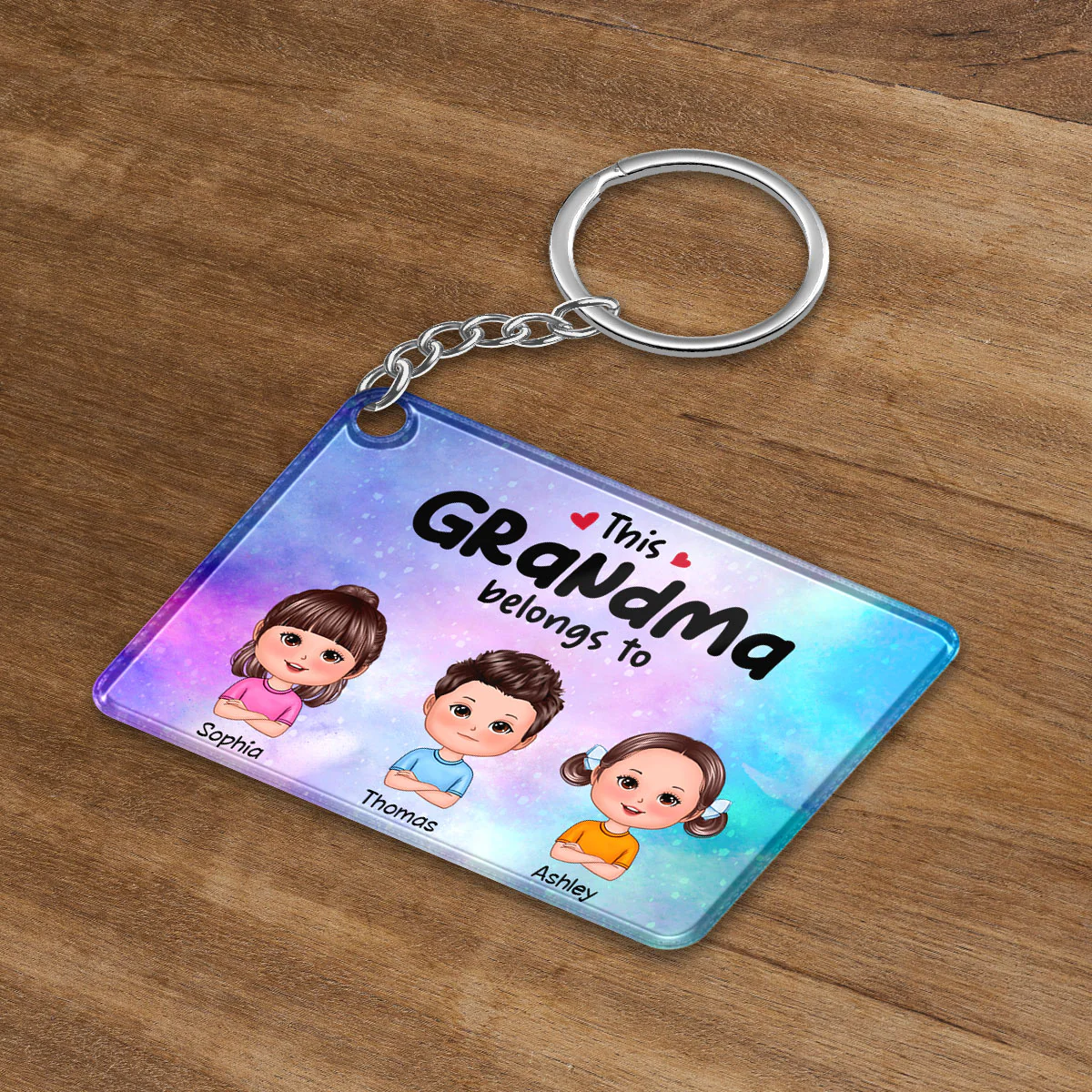 Galaxy This Grandma Mom Dad Grandpa Belongs To Doll Kids Personalized Acrylic Keychain - Image 3