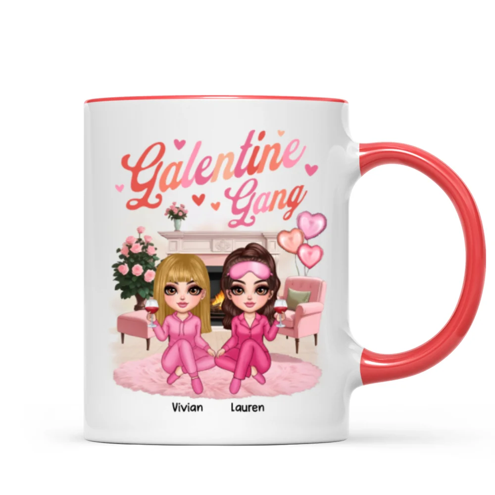 Galentine Gang Pretty Besties Sisters In House Personalized Mug, Mug, Social Club, Besties Gift - Image 11