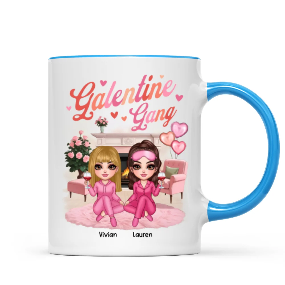 Galentine Gang Pretty Besties Sisters In House Personalized Mug, Mug, Social Club, Besties Gift - Image 12