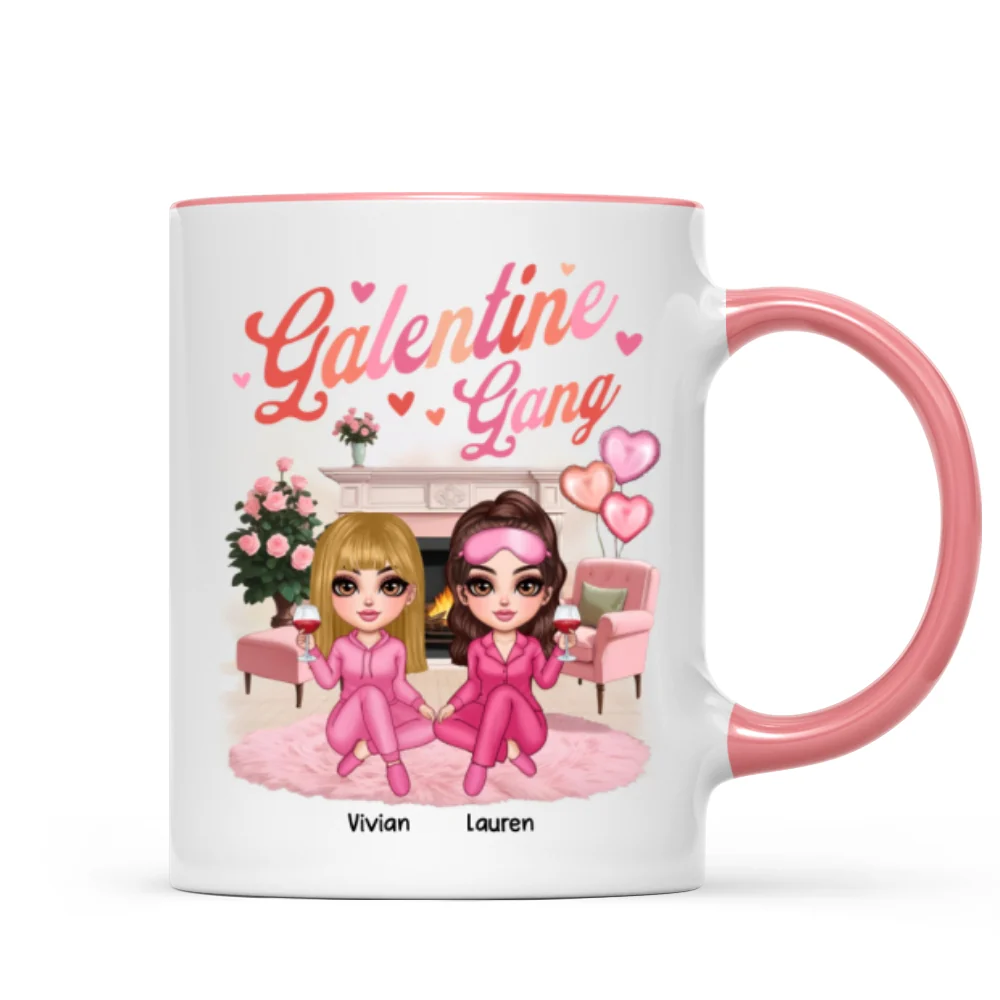 Galentine Gang Pretty Besties Sisters In House Personalized Mug, Mug, Social Club, Besties Gift - Image 13