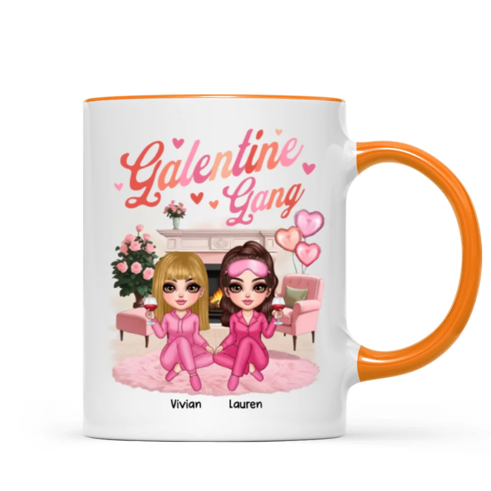 Galentine Gang Pretty Besties Sisters In House Personalized Mug, Mug, Social Club, Besties Gift - Image 15