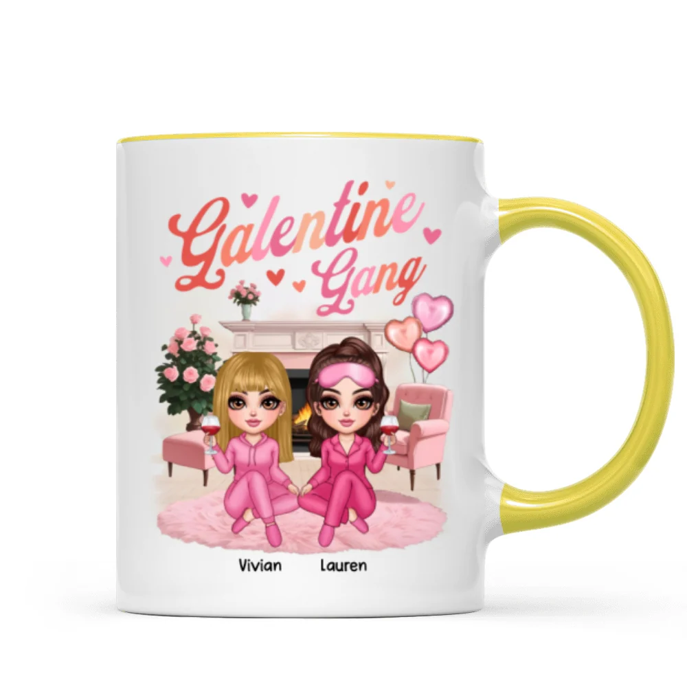 Galentine Gang Pretty Besties Sisters In House Personalized Mug, Mug, Social Club, Besties Gift - Image 16