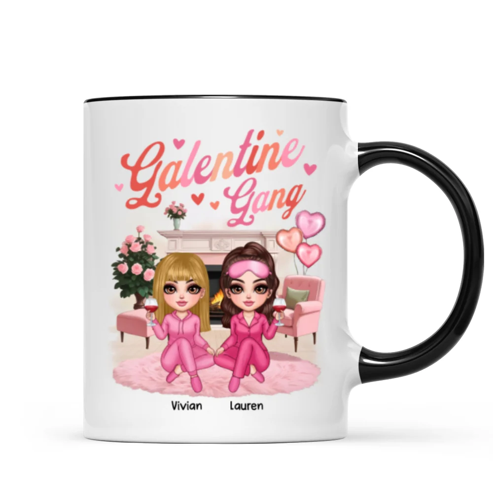 Galentine Gang Pretty Besties Sisters In House Personalized Mug, Mug, Social Club, Besties Gift - Image 9