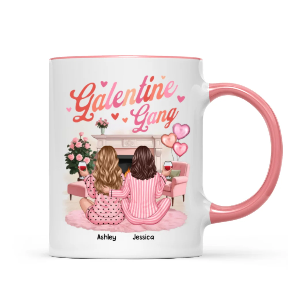 Galentine Gang Pretty Besties Sisters In House Personalized Mug, Mug, Social Club, Besties Gift - Image 13