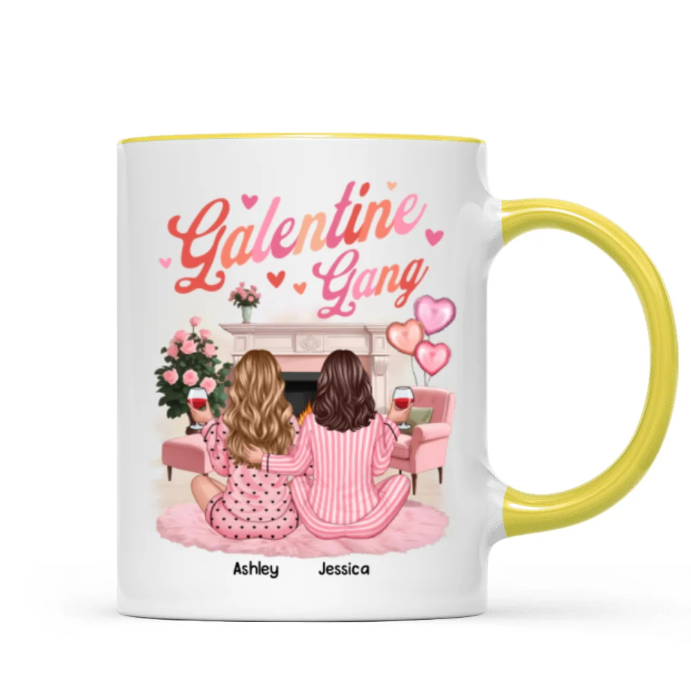 Galentine Gang Pretty Besties Sisters In House Personalized Mug, Mug, Social Club, Besties Gift - Image 16