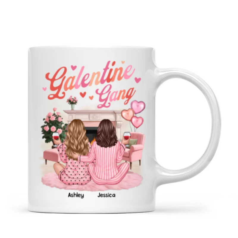 Galentine Gang Pretty Besties Sisters In House Personalized Mug, Mug, Social Club, Besties Gift - Image 8