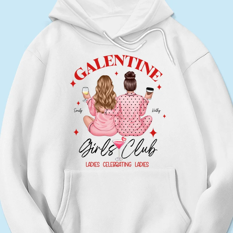 Galentine Girls Club Pajamas Girls Back View Personalized Shirt, Shirt, Social Club, Besties Gift - Image 17