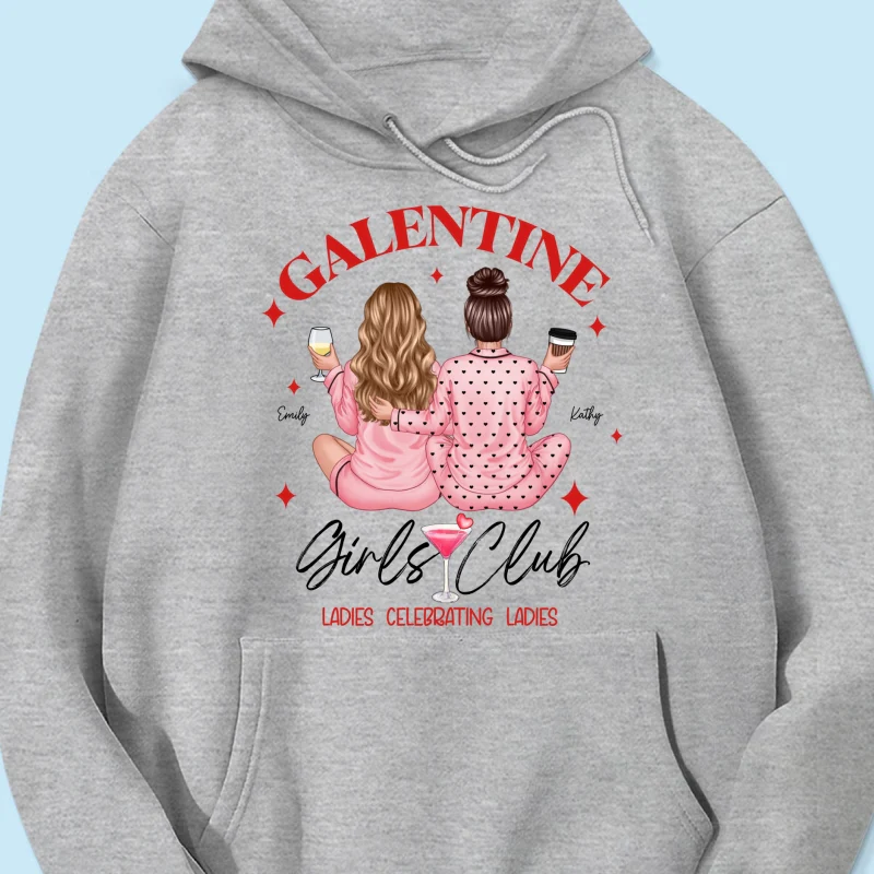 Galentine Girls Club Pajamas Girls Back View Personalized Shirt, Shirt, Social Club, Besties Gift - Image 18