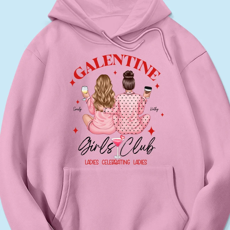 Galentine Girls Club Pajamas Girls Back View Personalized Shirt, Shirt, Social Club, Besties Gift - Image 19