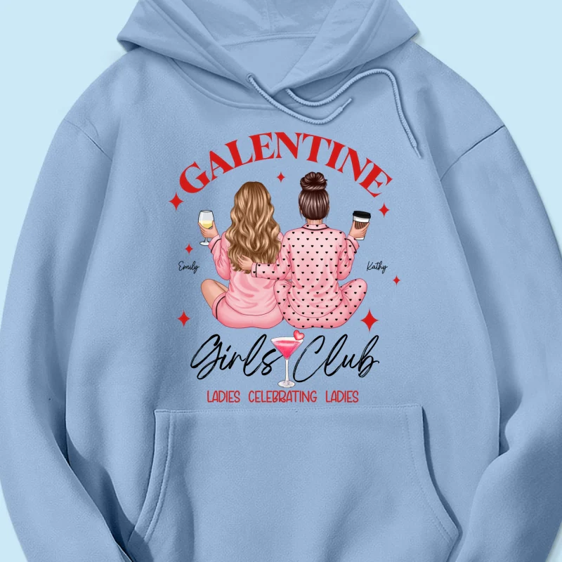 Galentine Girls Club Pajamas Girls Back View Personalized Shirt, Shirt, Social Club, Besties Gift - Image 20