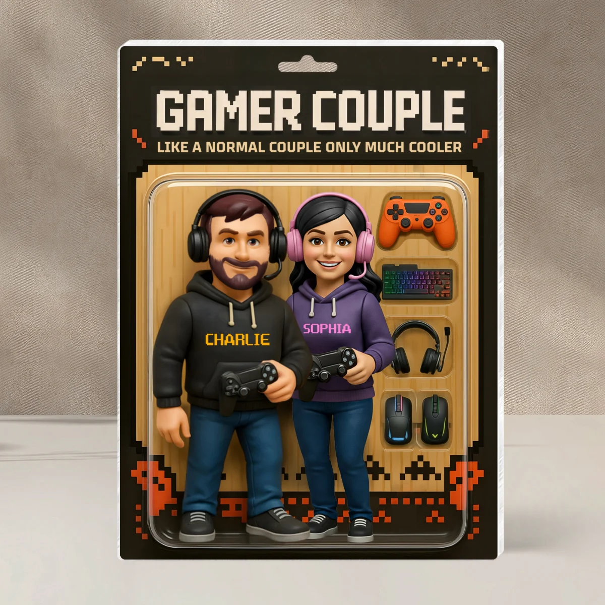 Gamer Couple Cooler Custom Action Figure - Personalized Acrylic Block Plaque - Anniversary, Valentine's Day Gift, Gift For Him, Gift For Her - Image 10