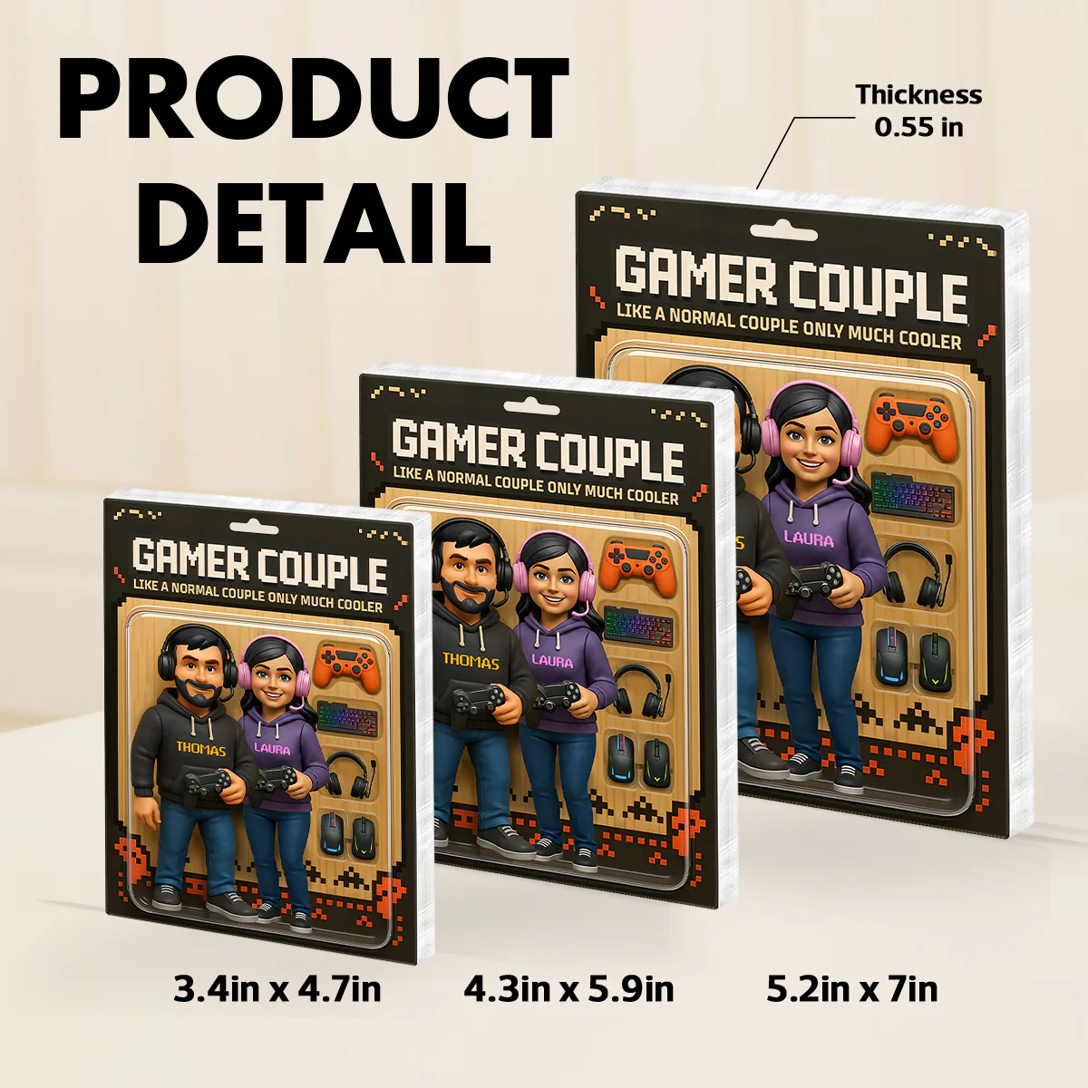 Gamer Couple Cooler Custom Action Figure - Personalized Acrylic Block Plaque - Anniversary, Valentine's Day Gift, Gift For Him, Gift For Her - Image 8