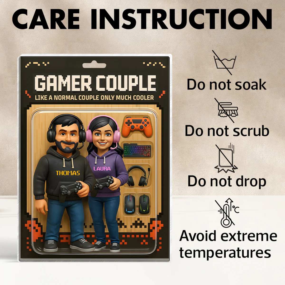 Gamer Couple Cooler Custom Action Figure - Personalized Acrylic Block Plaque - Anniversary, Valentine's Day Gift, Gift For Him, Gift For Her - Image 9