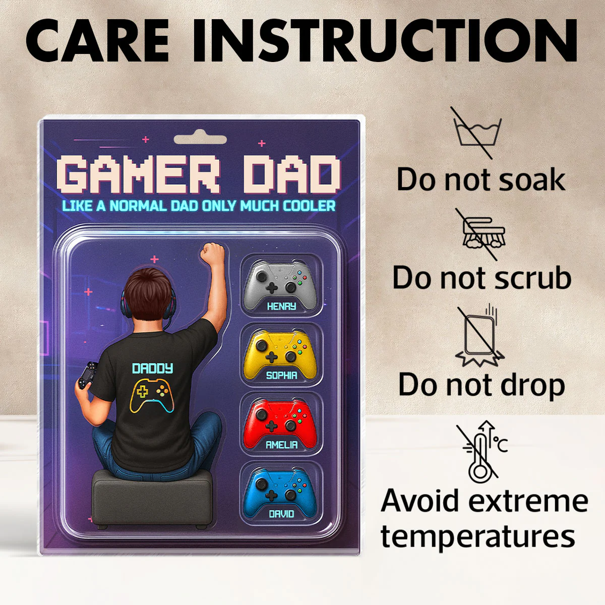 Gamer Dad Back View Toy Box Figures Style, Personalized Acrylic Block Plaque, Gift for Dad, Gift for Husband - Image 10