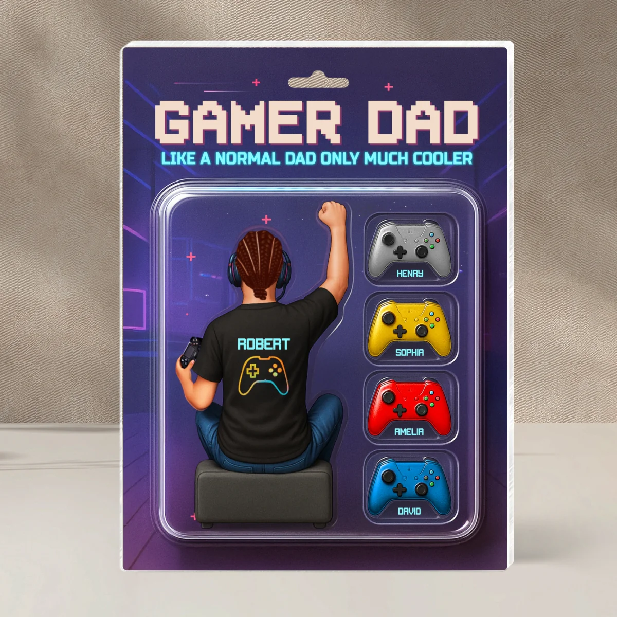 Gamer Dad Back View Toy Box Figures Style, Personalized Acrylic Block Plaque, Gift for Dad, Gift for Husband - Image 11