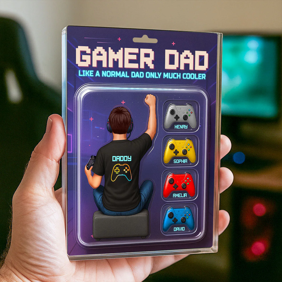Gamer Dad Back View Toy Box Figures Style, Personalized Acrylic Block Plaque, Gift for Dad, Gift for Husband - Image 4