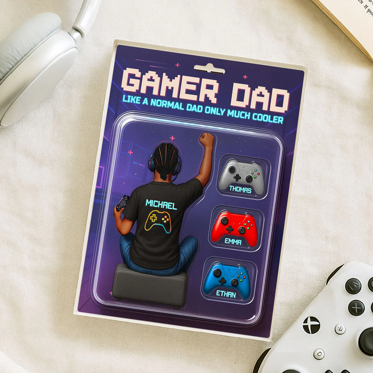 Gamer Dad Back View Toy Box Figures Style, Personalized Acrylic Block Plaque, Gift for Dad, Gift for Husband - Image 5
