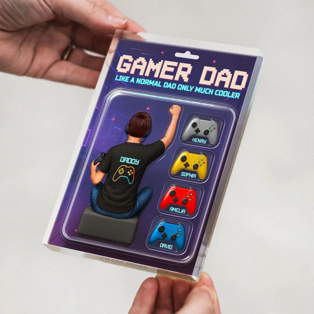 Gamer Dad Back View Toy Box Figures Style, Personalized Acrylic Block Plaque, Gift for Dad, Gift for Husband - Image 7