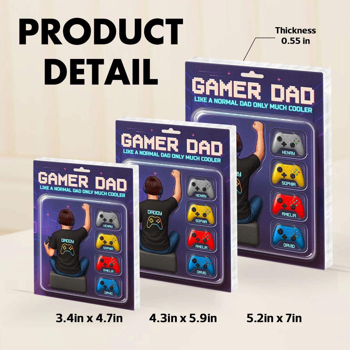 Gamer Dad Back View Toy Box Figures Style, Personalized Acrylic Block Plaque, Gift for Dad, Gift for Husband - Image 9