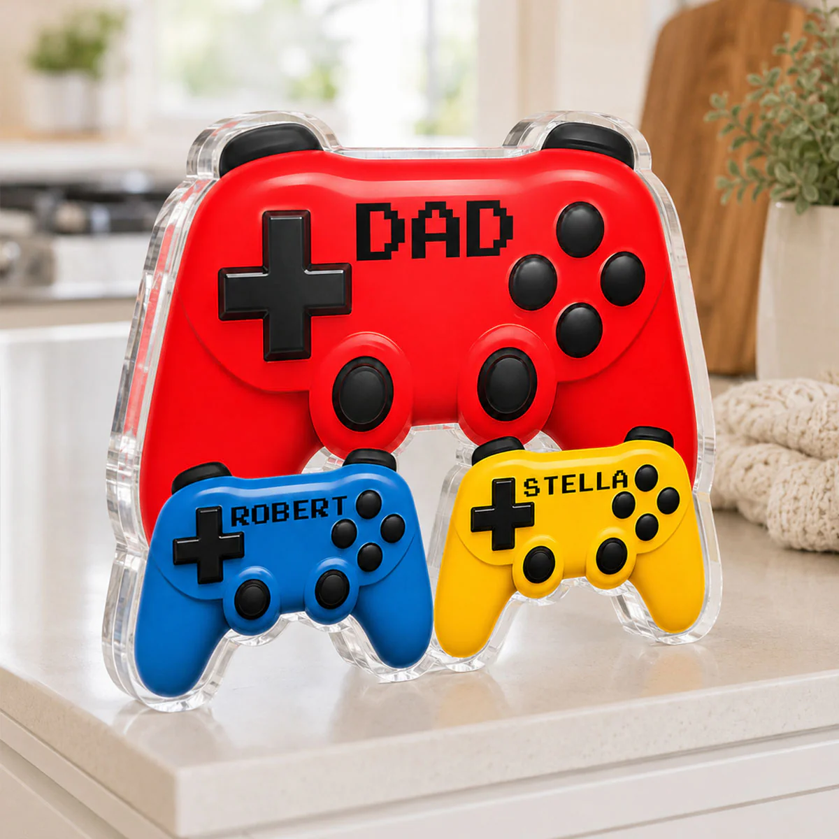 Gamer Dad Controllers - Personalized Acrylic Block Plaque - Gift For Dad, Husband, Gamers - Image 4