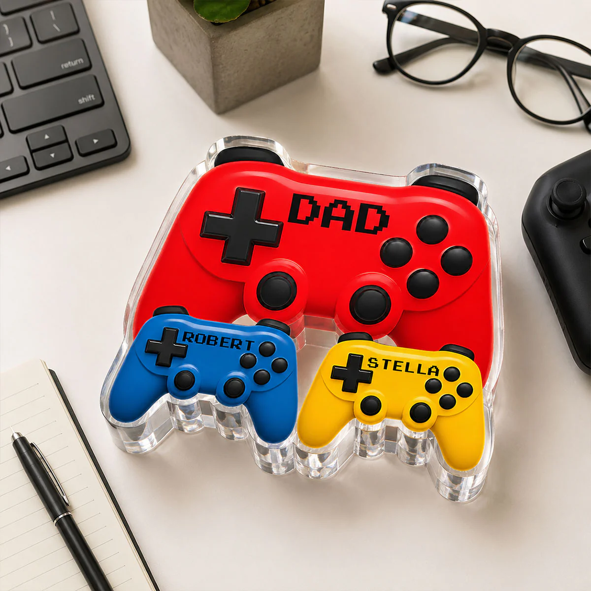 Gamer Dad Controllers - Personalized Acrylic Block Plaque - Gift For Dad, Husband, Gamers - Image 5