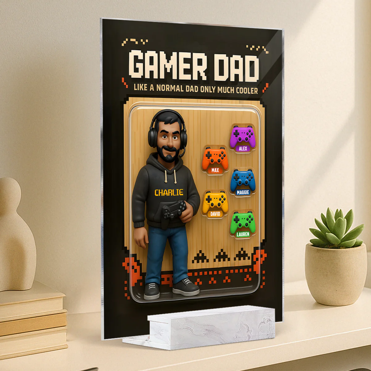 Gamer Dad Cooler Custom Action Figure Personalized Acrylic Plaque, Father's Day Gift for Gamer Dad, Gift for Husband - Image 2