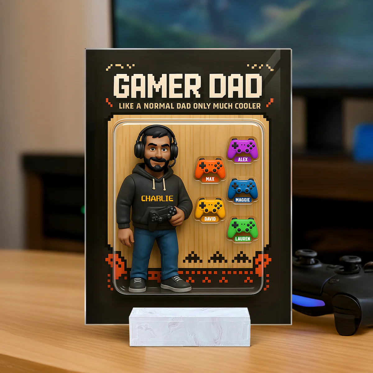 Gamer Dad Cooler Custom Action Figure Personalized Acrylic Plaque, Father's Day Gift for Gamer Dad, Gift for Husband - Image 3
