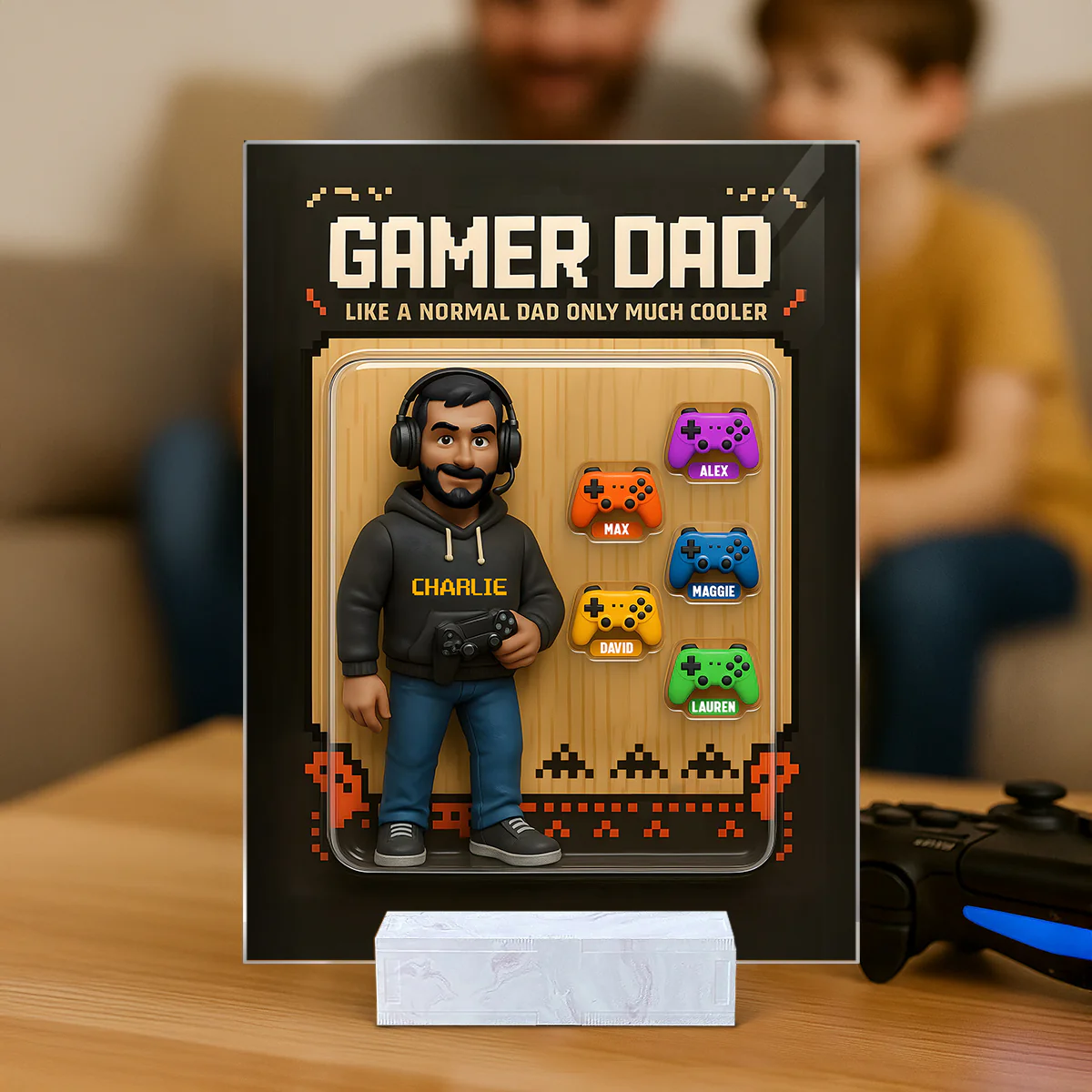 Gamer Dad Cooler Custom Action Figure Personalized Acrylic Plaque, Father's Day Gift for Gamer Dad, Gift for Husband - Image 4