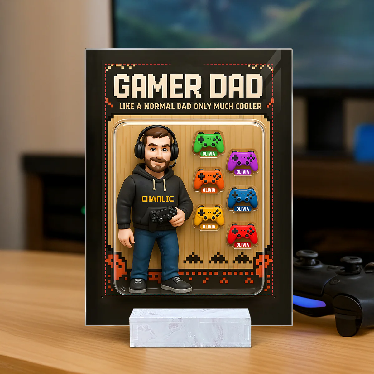 Gamer Dad Cooler Custom Action Figure Personalized Acrylic Plaque, Father's Day Gift for Gamer Dad, Gift for Husband - Image 7