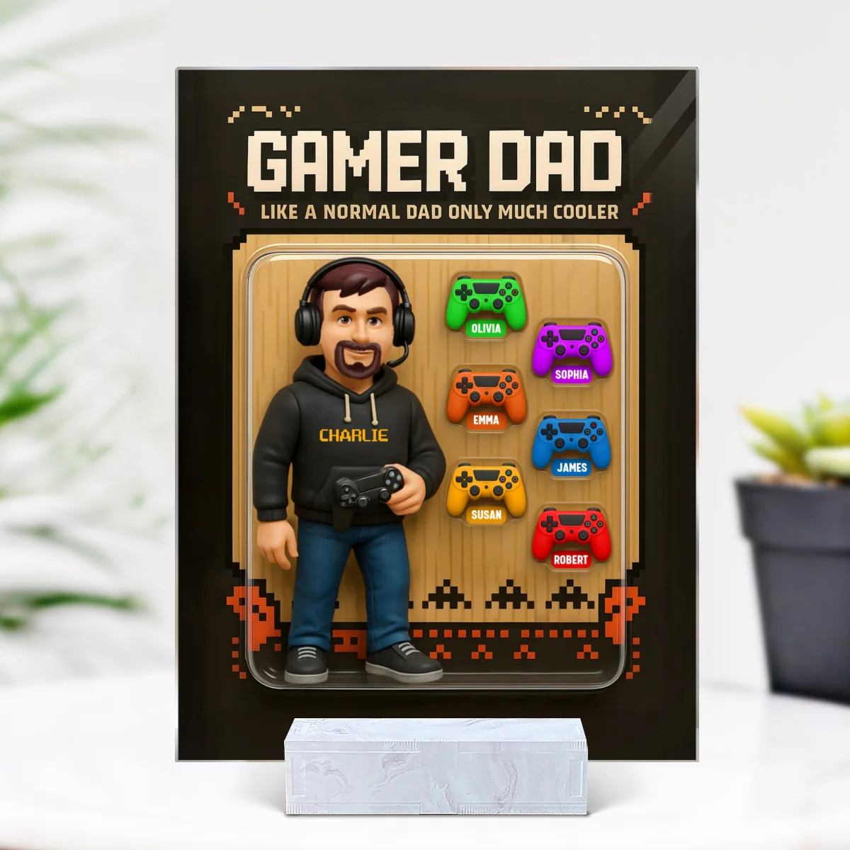 Gamer Dad Cooler Custom Action Figure Personalized Acrylic Plaque, Father's Day Gift for Gamer Dad, Gift for Husband - Image 8